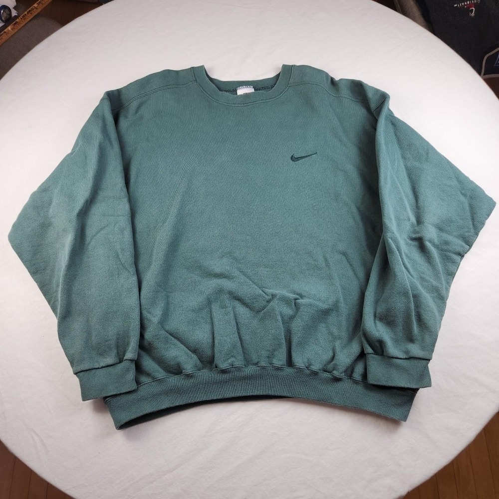 Vintage Nike Green Crewneck Sweatshirt Embroidered Swoosh XXL Made in USA 90s